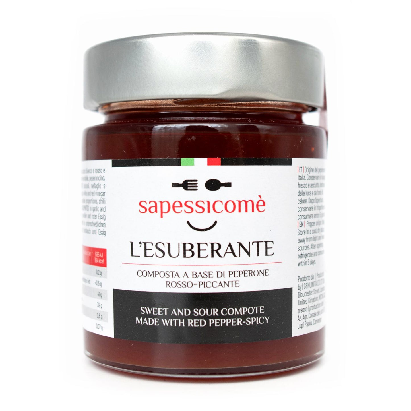 SAPESSICOME' L'ESUBERANTE - Sweet and sour compote made with red pepper - spicy - 156 ml jar